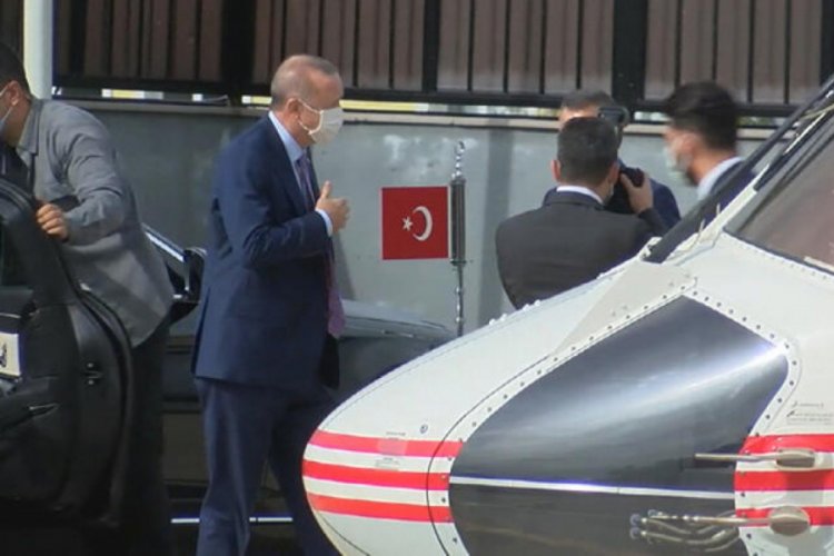 Cumhurbaşkanı Erdoğan, Fatih Gemisi'nde incelemelerde bulunmak üzere yola çıktı