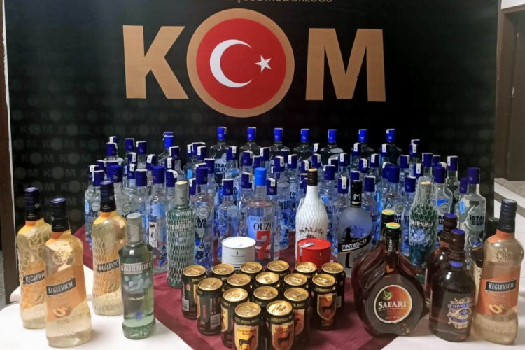 114 şişe kaçak içki ele geçirildi