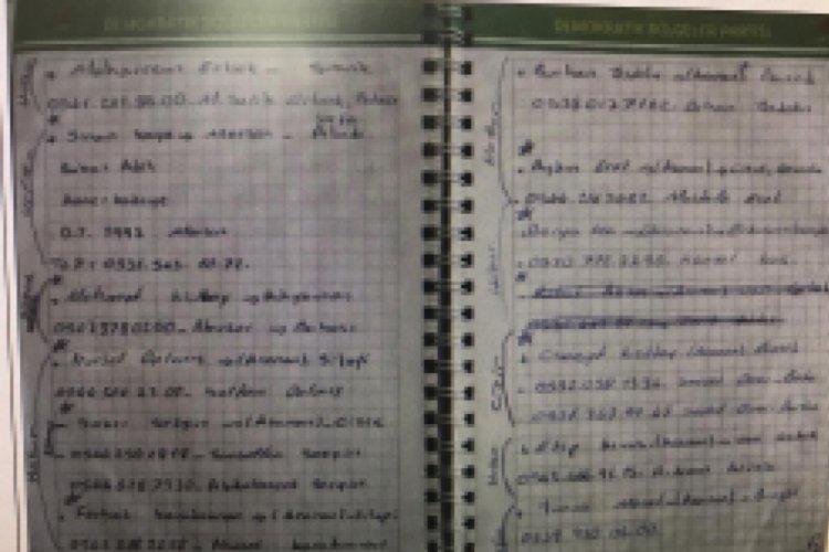 HDP binasında ele geçirilen PKK ajandasında, birçok eylemin faili teröristlerin bilgileri de var