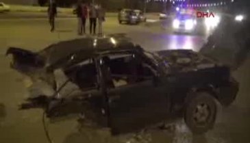 İkiye bölünen otomobilden sağ çıktılar