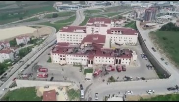 Yangın çıkan hastanenin drone görüntüsü