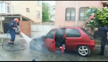 Bursa'da LPG'li araç alev alev yandı