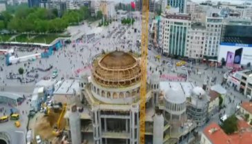 Taksim Camii inşaatı havadan görüntülendi
