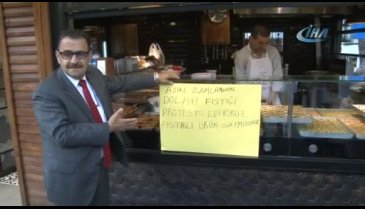 Bursa'da fıstıklı tatlı protestosu