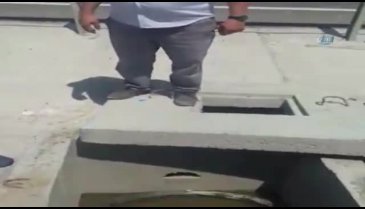 Kanala düşen köpeği böyle kurtardılar