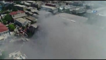 Yangının son hali havadan görüntülendi