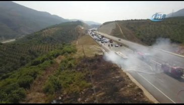 Bursa'da otobüs alev alev yandı