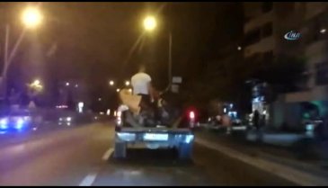 Kamyonun üzerinde şaşırtan görüntü