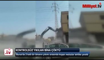 Bursa'da kontrolsüz yıkılan bina çöktü! Faciadan kıl payı dönüldü