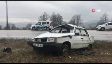 Bursa'da araç takla attı, bebeğin burnu bile kanamadı