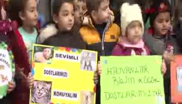 Bursa Yıldırımlı miniklerden sahipsiz hayvanlara mama bağışı