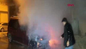 Bursa'da yanan araca taşıma suyla müdahale