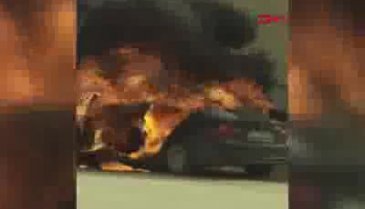 Bursa'da motorundan alev alan LPG'li otomobil yandı