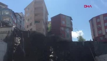 İnşaat alanının destek duvarı çöktü!
