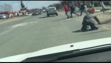 Polis aracından düşen zanlı kaçtı, o anlar böyle görüntülendi