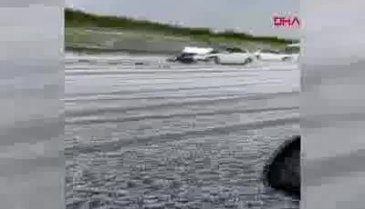 Dolu yağışını görüntülerken, kaza anını kaydetti
