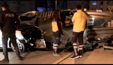 Hurdaya dönen otomobilden burnu bile kanamadan çıktı