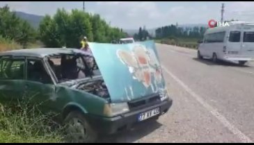 Bursa'da takla atan araçtan biri çocuk üç kişi sağ çıktı