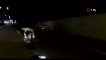 Bursa'da motosikletin üzerine yatan sürücünün tehlikeli yolculuğu