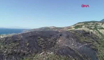 Yangında zarar gören 10 hektarlık alan havadan görüntülendi
