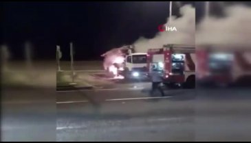 Yanan kamyona itfaiye müdahale etti