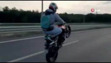 Motosikletlinin tek teker terörü kamerada