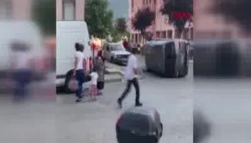 Bursa'da çekici otomobili düşürdü!