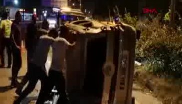 Bursa'da takla atan araç metrelerce sürüklendi