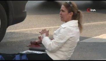 Kazada yaralanan kadın çaresizce yerde ambulans bekledi