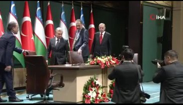 Cumhurbaşkanı Erdoğan ve Mirziyoyev'den ortak basın toplantısı