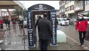 Bursa Mustafakemalpaşa'da virüse karşı dezenfeksiyon tüneli kuruldu