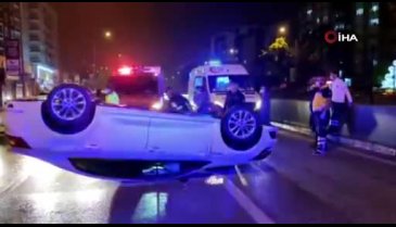 Bursa'da otomobille takla attı, burnu bile kanamadı