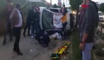 Bursa'da takla atan otomobilde can pazarı: 2'si ağır, 3 yaralı