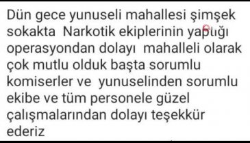 Bursa'da uyuşturucu operasyonunun ardından NARKO-TEM ihbar hattına teşekkür
