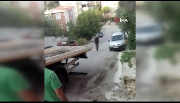 Bursa'da çekicinin iş kazası kamerada