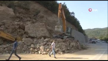 Bursa'da heyelan bölgesinde tehlikeli anlar