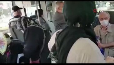 Bursa'da otobüs şoförü ile yolcu arasındaki sosyal mesafe tartışması kamerada