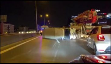 Facianın eşiğinden dönüldü! Devrilen kamyonet metrelerce sürüklendi