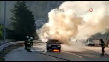 Hatay'da LPG'li otomobil yangını