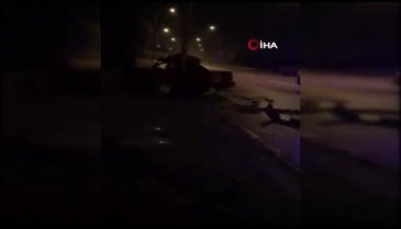 Bursa'da spin atan araçtan fırladı