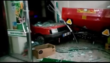 Alkollü sürücü işyerine daldı