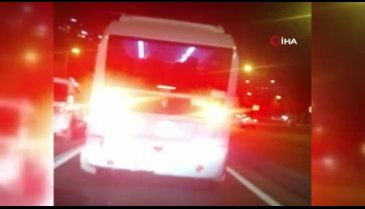Minibüsçülerin yolcu alma yarışı kamerada