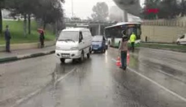 Bursa'da eğimli yola dökülen motor yağı zor anlar yaşattı