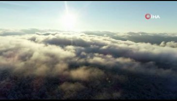 Bursa'da karla bulutların dansı drone ile böyle görüntülendi