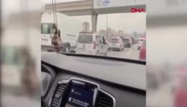 Trafikte "zıplayan araç" şaşkınlığı