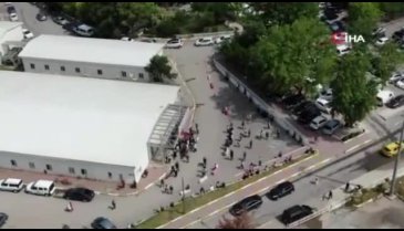 Kartal'da aşı yoğunluğu havadan görüntülendi
