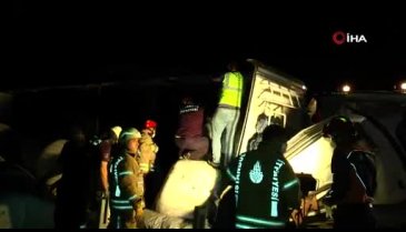 Devrilen TIR'ın altında can verdiler!
