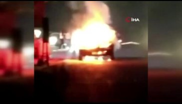 Bursa'da park halindeki otomobil yandı