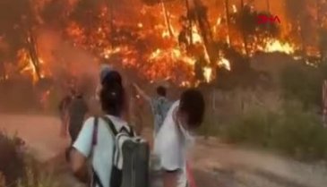 Muğla Milas Akçakaya mahallesindeki orman yangınından ve söndürme çalışmalarından görüntüler