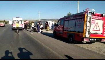 Uşak'ta otobüs şarampole yuvarlandı! 30 yaralı var